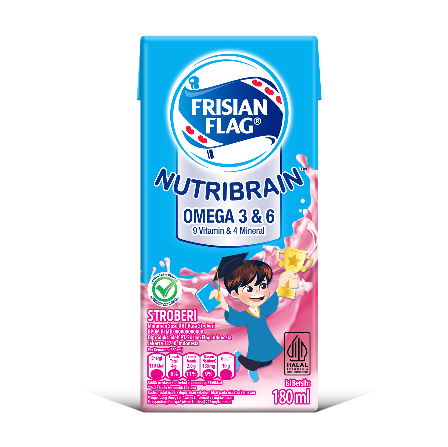 Frisian Flag Omega Strawberry, Nutrisi Nikmat, Dukung Akal Cermat!